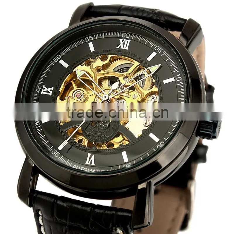 Black Full Automatic Skeleton Watch WM309