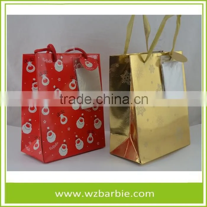 Customized Snowflake Recycable Paper Shopping/Gift Bag With Handle