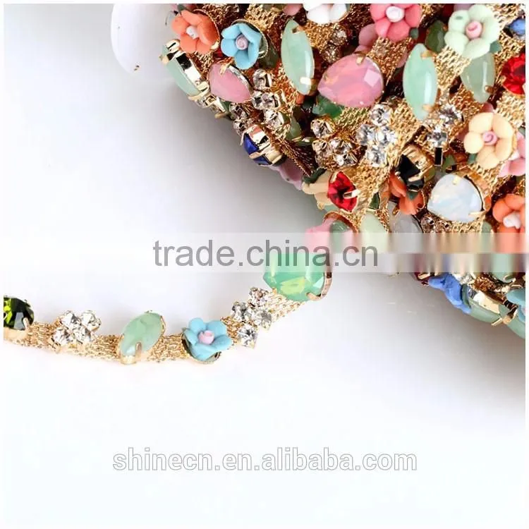 High quality diy flower cup chain YIWU Wholesale Hot fix shining loose Rhinestone chain
