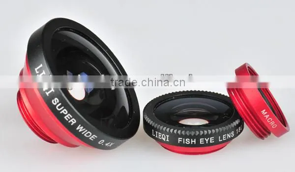 3 in1 Fish Eye + 0.4 x Wide Angle Marco clip Camera Lens for mobile phone