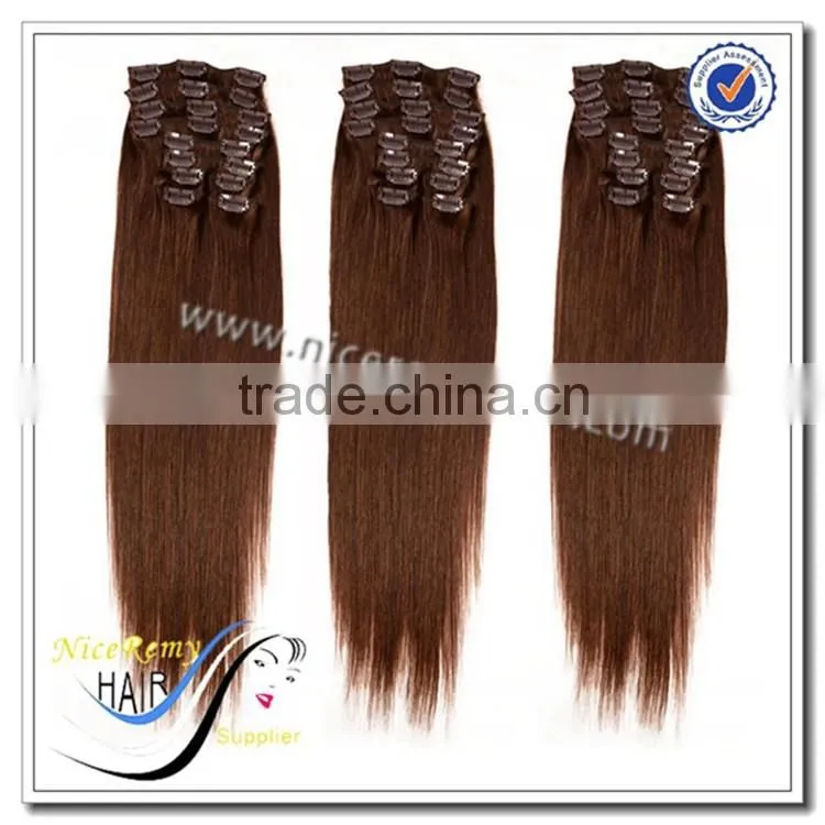 Wholesale silky straight clip in hair extensions 100% virgin remy hair