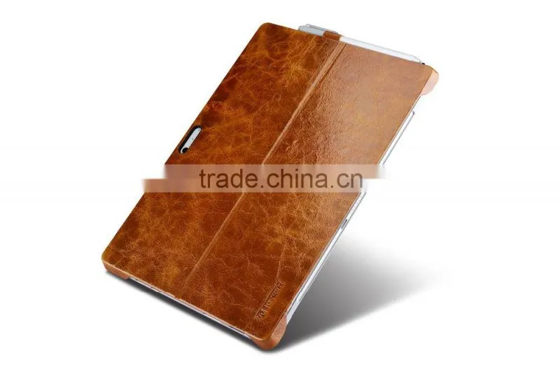 Icarer Vintage Series Luxury Genuine Leather Back cover for Surface Pro 4 Oil wax grain holder leather case for surface pro 4r