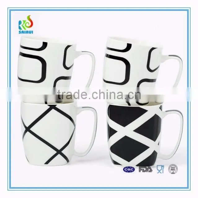 Promotional white porcelain ceramic cup with logo printed