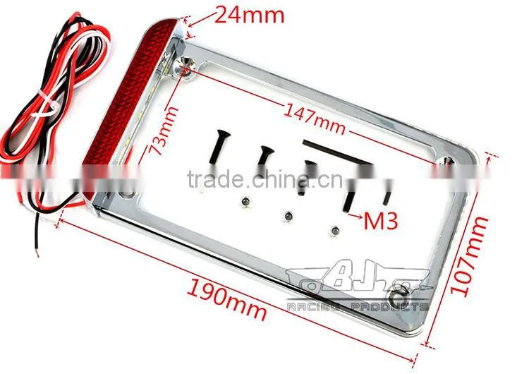 BJ-LPL294-002 Highly Recommended Chrome Motorcycle 4'' X 7'' Tail Light LED License Plate Frame For Harley