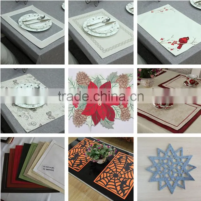 100% Polyester Jacquaed Design Pure Color Dining Placemat