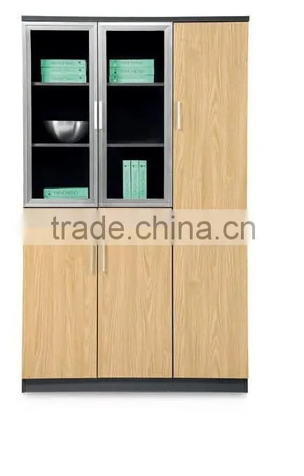 MDF wood glass door cabinet