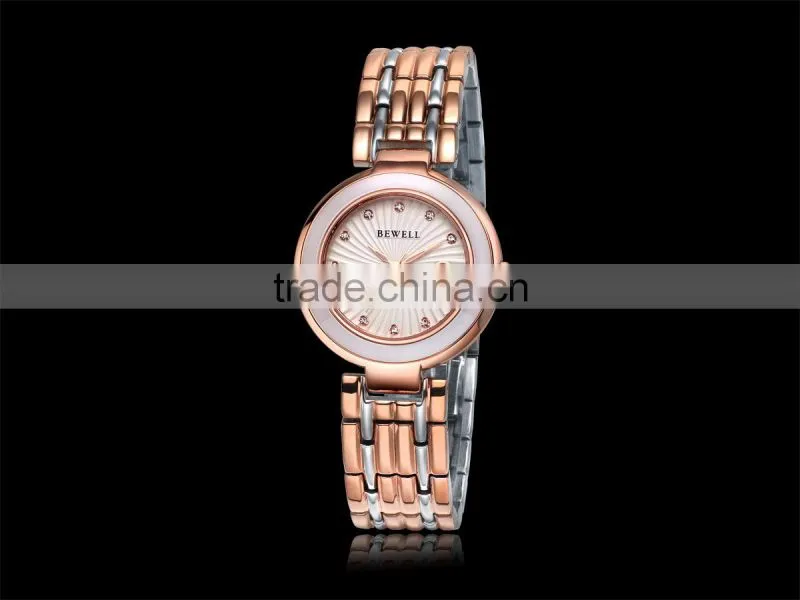 2014 hot sale Bewell Classic luxury rose gold ladies watches