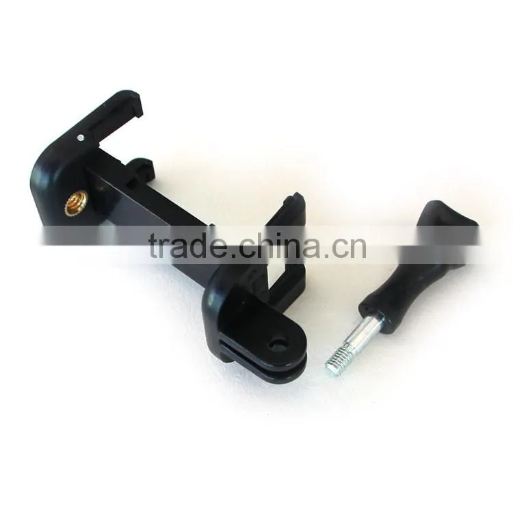 Dual connector camera adapter 1/4"-20 screw Spring Clip Mount Bracket for tripod monopod