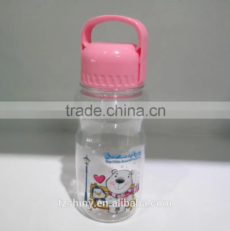BPA free Plastic Children Water Bottle with Dome Lid Plastic Milk bottle Cartoon Drinking Bottle