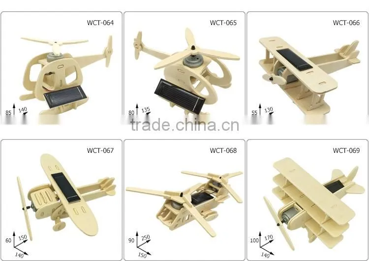 DIY Painting 3D Puzzle Wooden Windmill Solar Toys For Kids