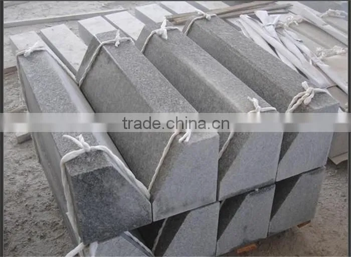 red, polished granite kebstone, sideway