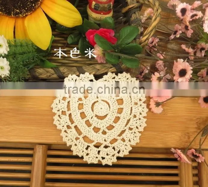 Heart Doilies,wedding decoration woven coasters cute heart shaped Applique