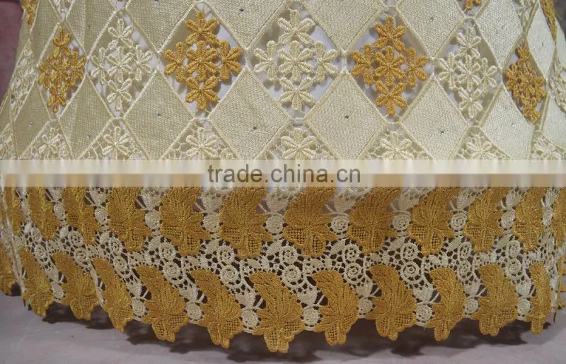 Trending style latest chemical lace sequin and beads lace fabric lace with rhinestones wedding dress