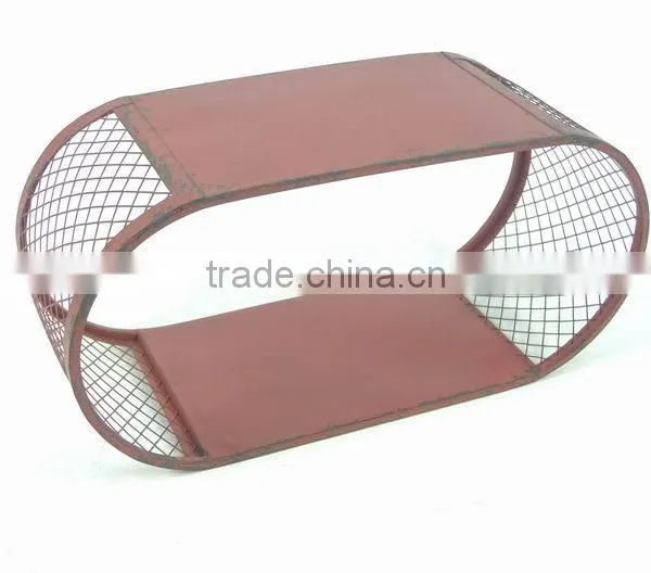 Industrial antique metal wire rounded shelf for wall organizer