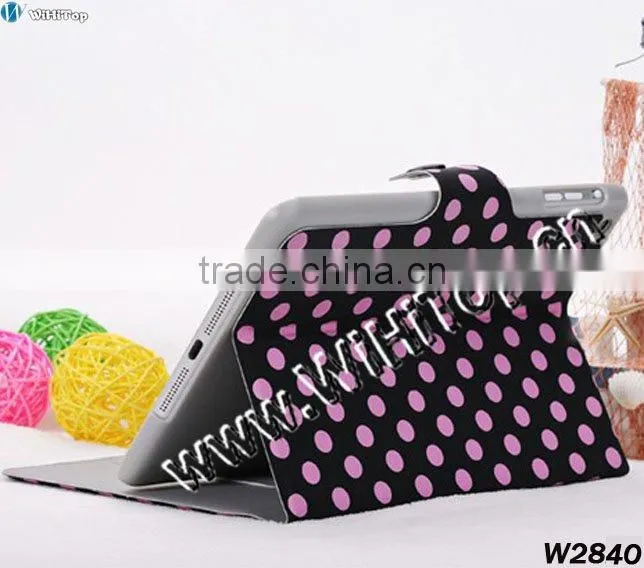 High Quality Cute Look Polka Dots Leather Stand Case with Wake-up & Sleep Function,Polka Dots Case for iPad Mini 7.9' Mix Colors