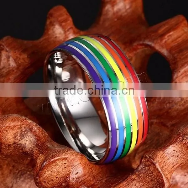 Epoxy sticker colorful fashion Stainless Steel Finger Ring