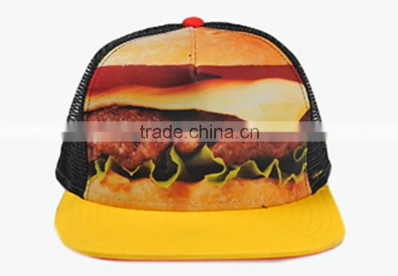 5panel foam and mesh sublimation print baseball caps in trucket hats