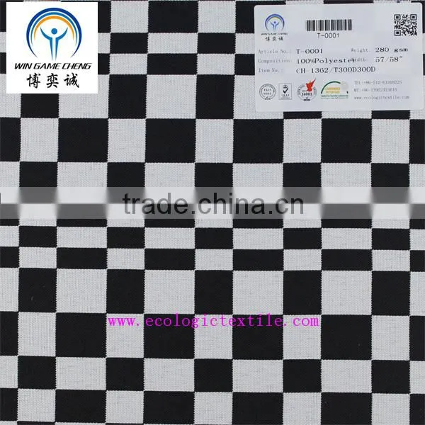 100% polyester black and white squares dazzling heavy woven fabric