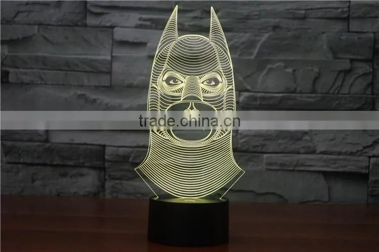2016 New Cool 3D NIGHT LAMP Batman Shapes decorative Bedroom Lights Micro USB LED Table Lamp Night Light For Child