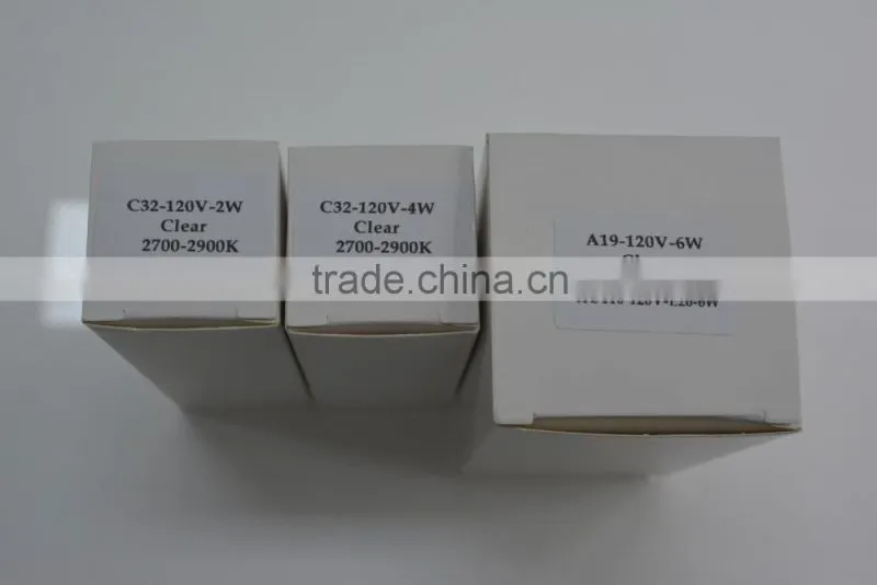Warm white color changing e27 A60 4W dimmable bulb led filament