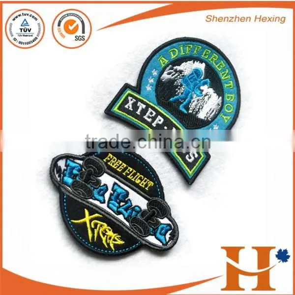 Factory price! custom high quality polyester fabric patch,wholesale adhesive clothing patches