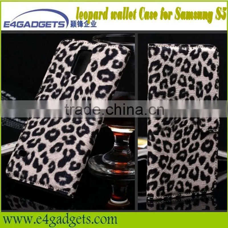 2014 New product Hot selling leopard Wallet phone case for galaxy s5,case for samsung galaxy s5