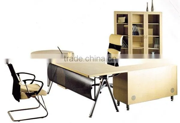 Factory price wooden computer desk with bookshelf