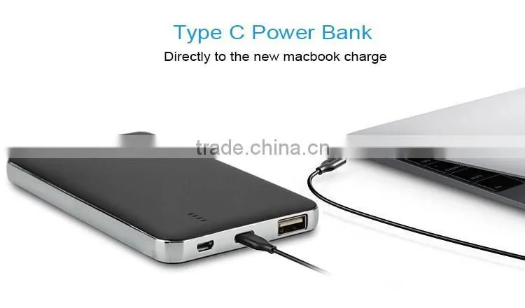 2016 new products type c qc2.0 power bank 8000mah