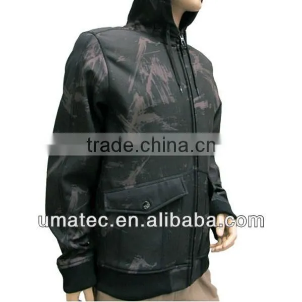Men's Bonded Printed wovenFleece Hooded Soft Jacket