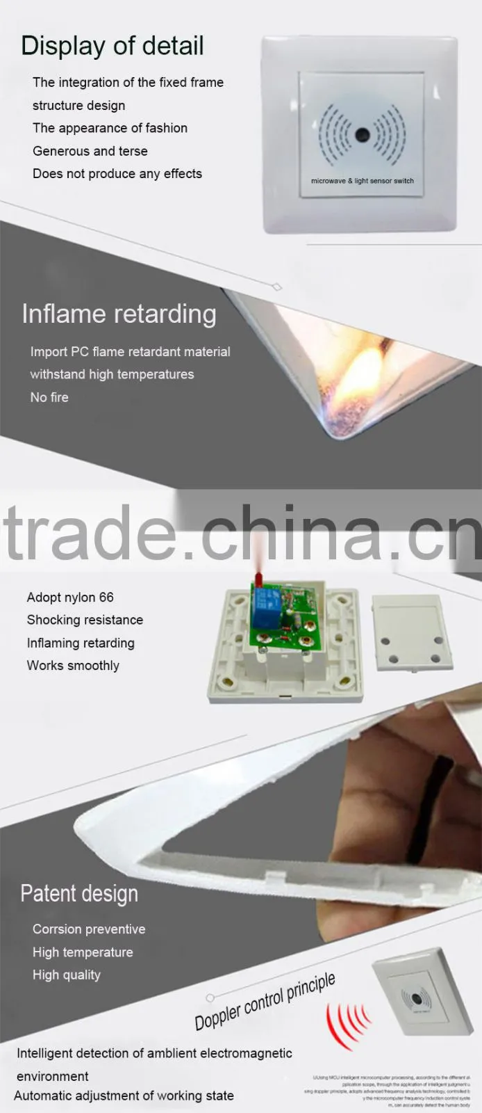 2015 smart led 200W wall switch sensor switch for mirror micro sensor 240V sensor switch switch no touch mirror sensor switch