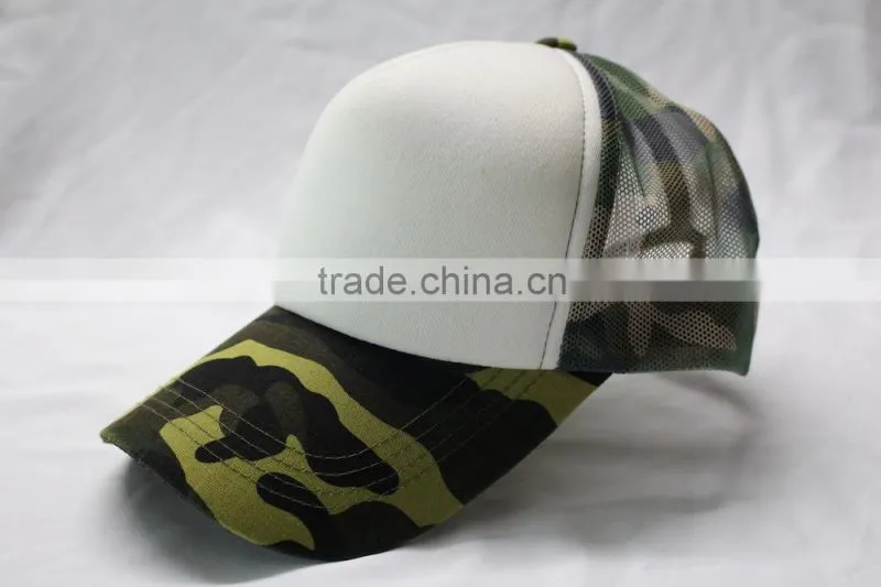 100 polyester foam white and camo trucker cap with camo mesh from myrimony
