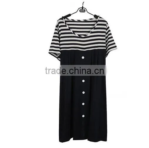 D70946H 2015 Pregnant women dress fashion Korean striped cotton short sleeved dress for pregnant women