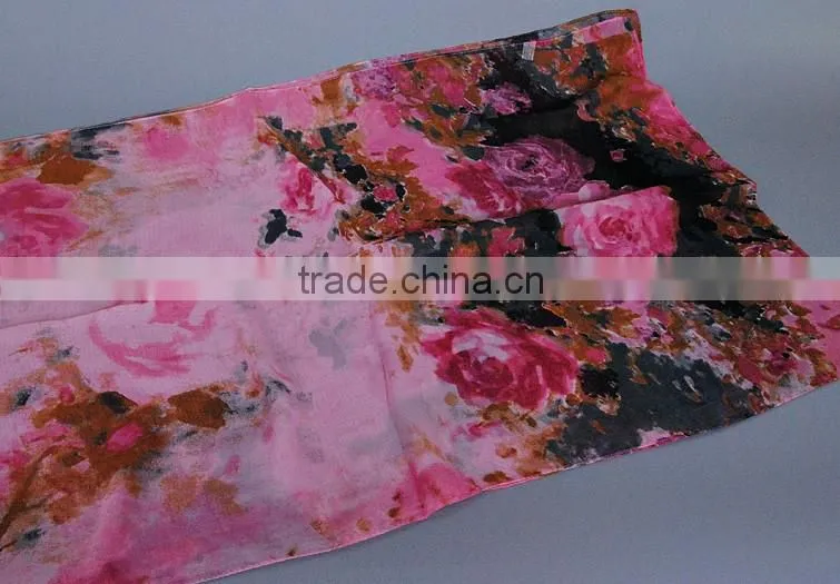 Scarf China Wholesale women fashion flowers Pattern scaves Chiffon silk 160*50 scarves pashmina shawls