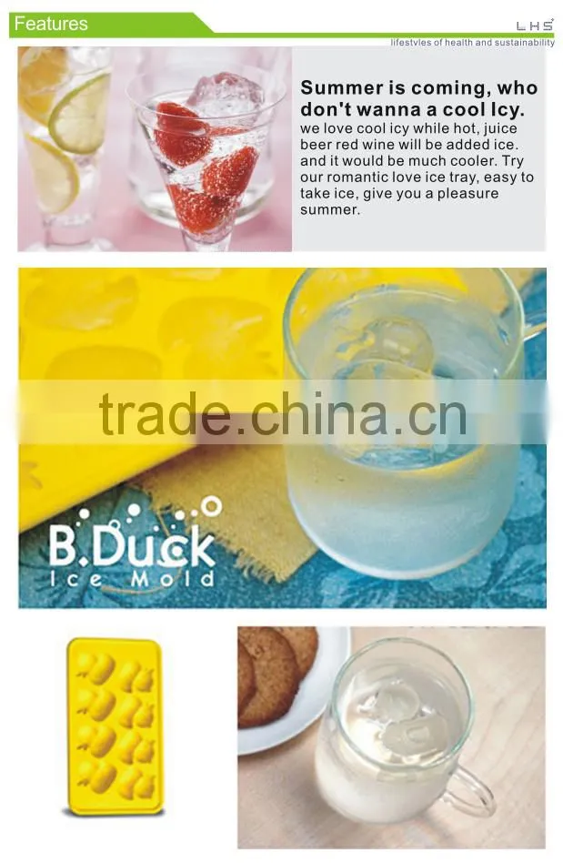100% food grade silicone duck animal shape ice cube tray