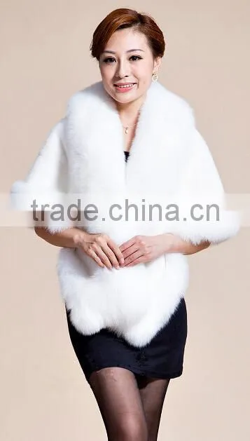 Lady's Real Mink Fur With Fox Fur Coat Mink Fur Coat Poncho / Shawl / Coats