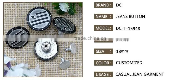 Lightning Cap Customized Button Silver Jeans Button for Denim Jeans