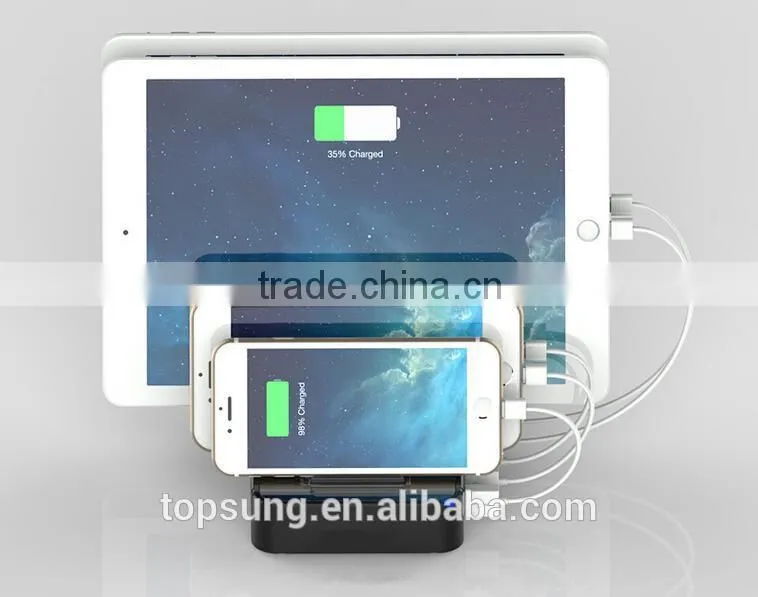 Amazon top sale 5 port usb mobile phone charger with quick charge for cell phone