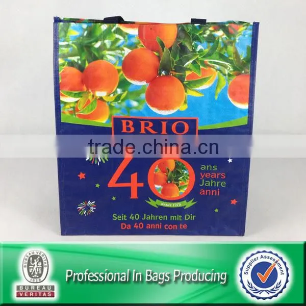 Eco-friendly laminated woven polyester wholesale reusable shopping bags
