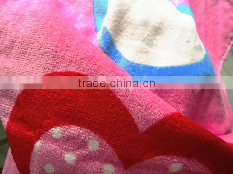 Full screen printed heart design girl beach towel blanket