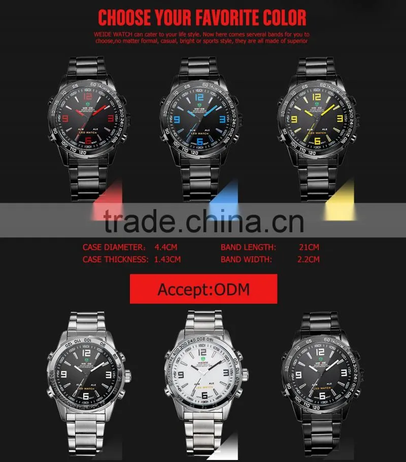 WEIDE Alibaba Express Wholesale Japan Quartz Clock Movement Stainless Steel Back Watch