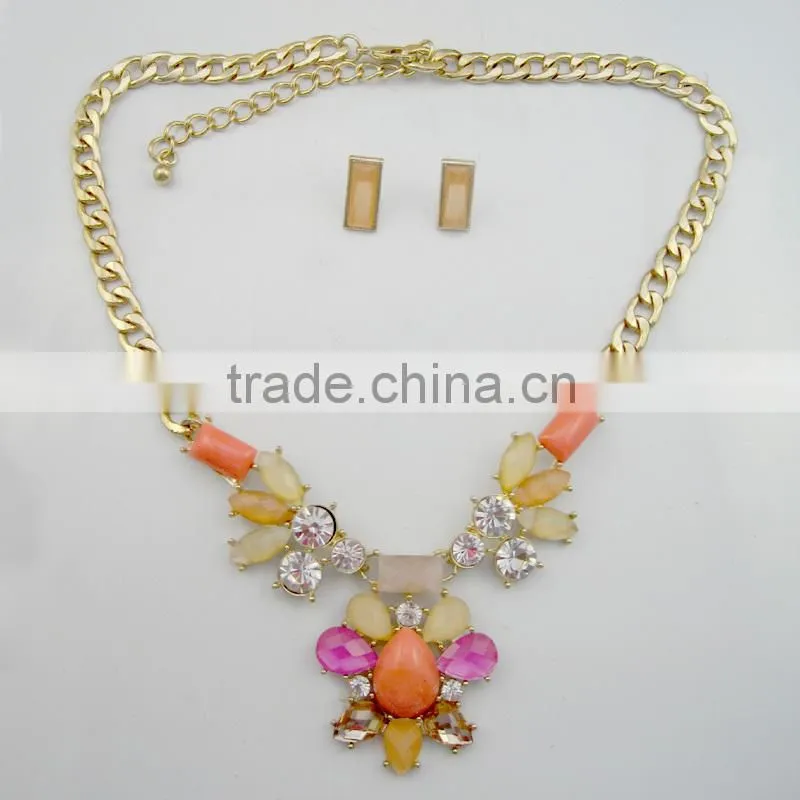 Latest design fashion stylish fake white stone jewelry set