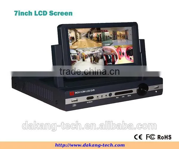 4ch 960H lcd screen DVR,H.264 DVR Recording DVR,7inch LCD screen,4ch D1 realtime p2p cloud DVR