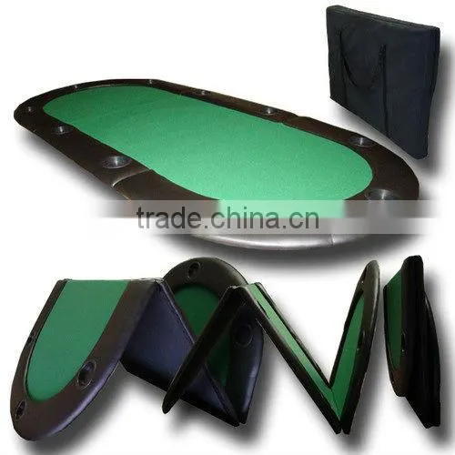 Deluxe Oval Texas Hold'em 10 Player 3 Fold 79 " Inch Poker Table Top w/ Case