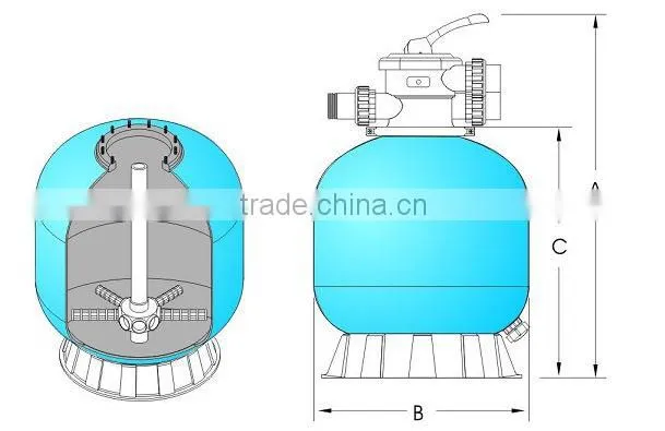 Fiberglass top mounted sand filter