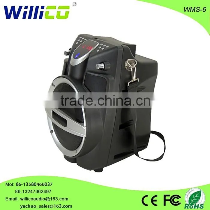 WILLICO 6.5" active battery speakers with bluetooth,USB,SD input ,speaker portable WMS-6