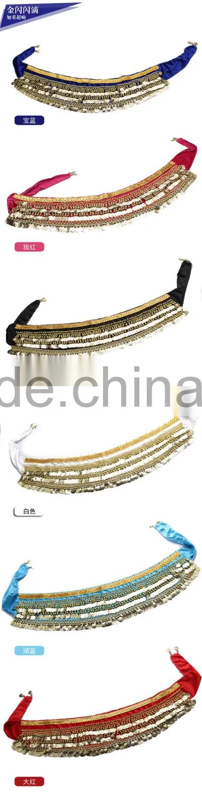 Top Quality Belly Dance 250 Golden Coins Velvet Hip Scarf