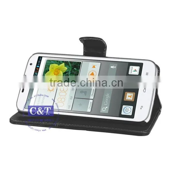 C&T Excellent Quality Most Popular Magnetic Leather Card Slot Case for Huawei Ascend G730