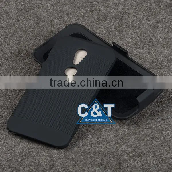 C&T Rubberized Hard Plastic Belt Clip Holster Kickstand for Motorola Moto G Combo Case
