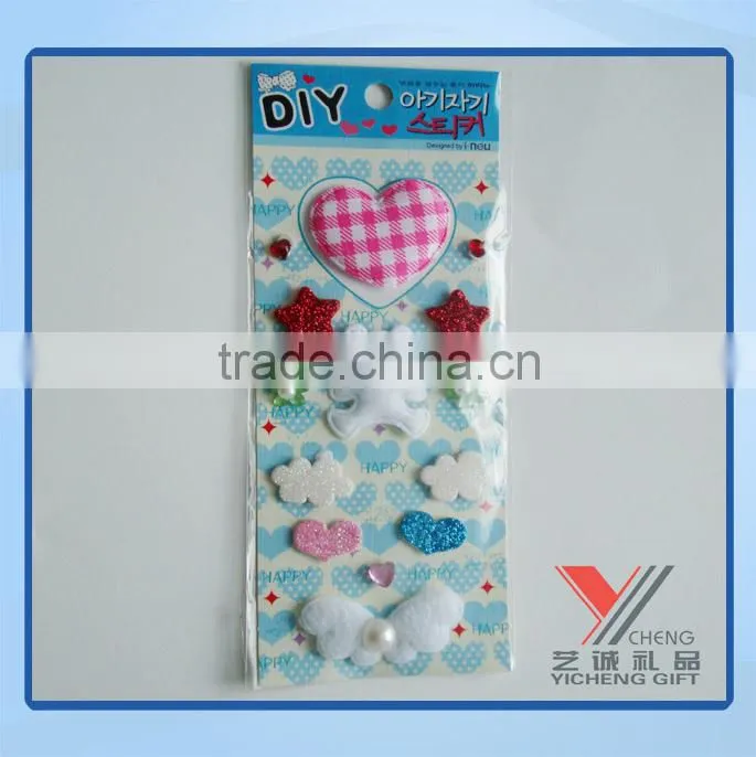 glitter 3D handmade sticker,diy handmade sticker