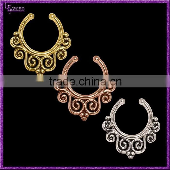 Tribal Swirls flower indian fake nose ring
